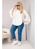 Dámská viskózová halenka Plus Size s volánovým rukávem a výstřihem do V béžová Dámská viskózová halenka Plus Size s volánovým rukávem a výstřihem do V béžová