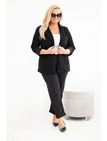 Dámské sako Plus Size manšestrové s klopami a kapsami černá Dámské sako Plus Size manšestrové s klopami a kapsami černá