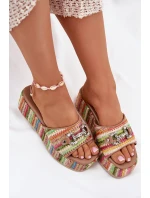 Dámské Pantofle Na Klínu S Pletením A Dekorací Multikolor Isolene