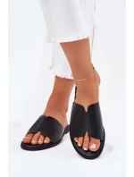 Dámské Pantofle Z Eko Kůže Na Plochém Podpatku Černé Kalimira