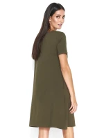Dámské šaty na denní nošení ve volném střihu krátké khaki - Khaki - Makadamia Dámské šaty na denní nošení ve volném střihu krátké khaki - Khaki - Makadamia