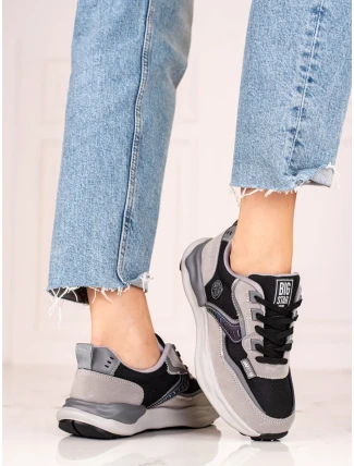 Pohodlné dámské tenisky šedo-stříbrné bez podpatku Pohodlné dámské tenisky šedo-stříbrné bez podpatku