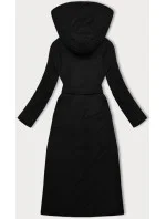 Černý oboustranný dámský kabát s páskem (WD202307)