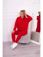 Souprava s fleecovou podšívkou a zavazováním na lemu červená