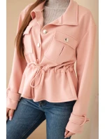 Dámská rozepínací mikina máslová s tkaničkou a kapsami tmavě pudrově růžová