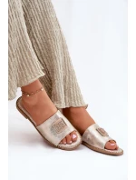Dámské Sandály Na Plochém Podpatku S Ozdobou KV51-089 Zlaté