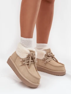 Ženské sněhule z přírodního semiše D.Franklin DFSH375006 světle béžové