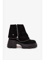 Kožené dámské kotníkové boty s obráceným lemem Maciejka 07145-01 Černé