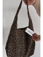 Kožená kabelka z přírodního semiše s leopardím vzorem Béžová Sanea