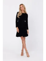 M765 Šaty s nařaseným spodním lemem - černé M765 Šaty s nařaseným spodním lemem - černé