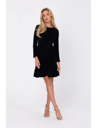 M765 Šaty s nařaseným spodním lemem - černé M765 Šaty s nařaseným spodním lemem - černé