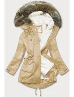 Béžová bunda parka s kapucí a s odepínací podšívkou (7619big)