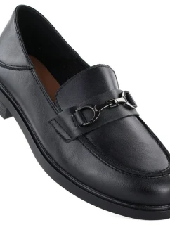 Dámské kožené polobotky mokasíny černé Vinceza 18117