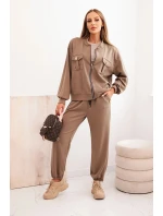 Dámská souprava máslová z viskózy s rozepínací mikinou a kalhotami fango