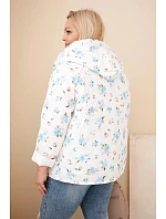 Dámská jarní bunda Plus Size s drobným květinovým vzorem modrá