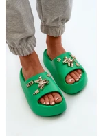Dámské lehké pěnové žabky s ozdobami zelené Orchia