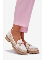 Dámské Kožené Mokasíny Se Zlatým Detailem Světle Béžové Laura Messi 2938