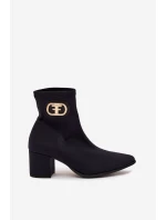 Dámské Botky Na Podpatku Se Zlatým Detalem Zazoo 3128 Černé