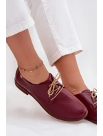 Dámské kožené elegantní šněrovací polobotky Zazoo 4238 bordó