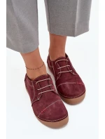 Kožené dámské polobotky s prošíváním Artiker 57C2111 bordó