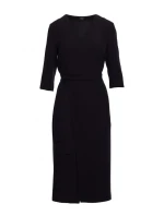 S396 Šaty se zavinovacími detaily ve střední délce - černé S396 Šaty se zavinovacími detaily ve střední délce - černé