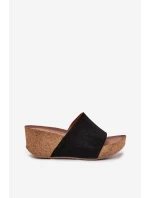 Dámské Semišové Pantofle Na Korek Korku Černé Zazoo 40311