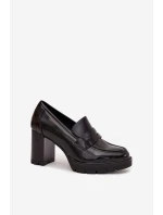 Dámské polobotky na podpatku z ekokůže Černé Ilyssia