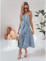 Džínové midi šaty s páskem SUMMER SKY blue FashionStreet EY2585