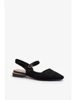 Dámské baleríny na nízkém podpatku s otevřenými podpatky Sergio Leone Black Dámské baleríny na nízkém podpatku s otevřenými podpatky Sergio Leone Black