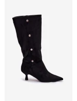 Dámské kozačky s ozdobnými detaily Hovelle – černé
