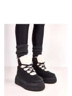 Dámské zimní boty s kožíškem ZH15 Černá s bílou - Next Step Dámské zimní boty s kožíškem ZH15 Černá s bílou - Next Step