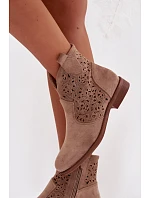 Dámské perforované kotníkové boty HY61-8026 Béžové - S.Barski