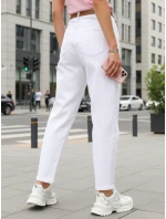 Dámské džíny mom fit s páskem bílé FashionStreet UY2884