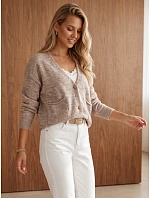 Dámský kardigan s kapsami v barvě cappuccino, FashionStreet MY2577 Dámský kardigan s kapsami v barvě cappuccino, FashionStreet MY2577