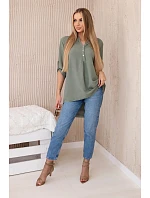 Halenka s prodlouženým zadním dílem světlá khaki Halenka s prodlouženým zadním dílem světlá khaki