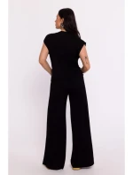 B288 Viskózový zavinovací top s výstřihem do V - černý