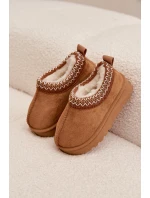 Dětské sněhule s výšivkou Prina – camel