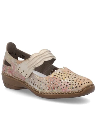 Dámská kožená prolamovaná obuv na suchý zip Rieker 41399-92