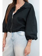 Dámská bavlněná bomber bunda na zip černá Dámská bavlněná bomber bunda na zip černá