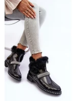 Boty Na Plochém Podpatku A Platformě Sztyblety Černé Linestta