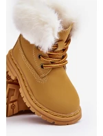 Dětské Trapery Botky na Zip s Kožešinou Camel Gerande