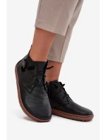 Kožené dámské polobotky Barefoot s ozdobným detailem Zazoo 30072 Černé