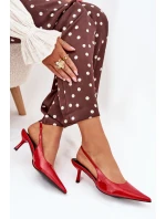 Dámské lakované lodičky na jehlovém podpatku s odkrytou patou Talira – červené Dámské lakované lodičky na jehlovém podpatku s odkrytou patou Talira – červené