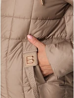 Dámská prošívaná bunda s kapucí, béžová, FashionStreet TY5858 Dámská prošívaná bunda s kapucí, béžová, FashionStreet TY5858