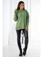 Svetr nasazený přes hlavu s módní vazbou tmavá máta Svetr nasazený přes hlavu s módní vazbou tmavá máta