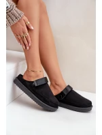 Zateplené dámské pantofle na platformě černé Neliel