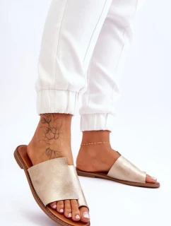 Dámské kožené žabky Světle zlatá Amite