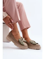 Dámské kožené mokasíny s mašlí Laura Messi 2787 Beige