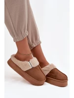 Dámské pantofle s kožíškem Hnědé Parisse