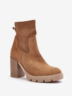 Dámské kůží síťované boty na podpatku Camel Lewski 3386